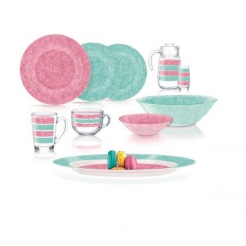 Сервіз столовий Luminarc AMB Stony Pink&Turquoise, 46 предметів