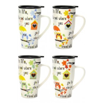 Чашка Limited Edition OWL 520 мл./ в асортименті/ з пласт. кришкою (B621-0958)
