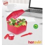 Ланчбокс з приборами Herevin Salad Box Natural Colour Mix