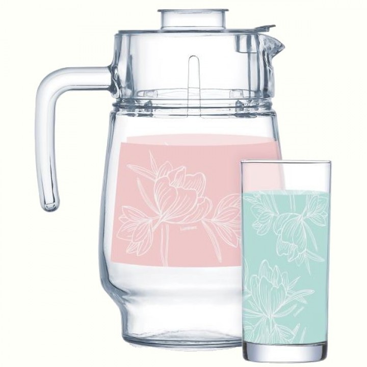 Набір Luminarc Fleur Blush Turq&Pink, 7 предметів
