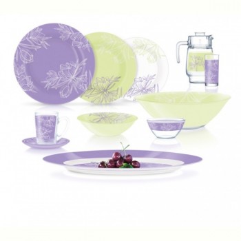 Сервіз столовий Luminarc AMB Fleur Blush Purple&Green, 46 предметів