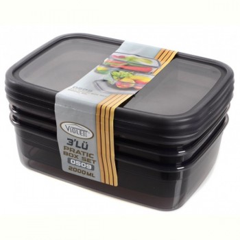 Набір контейнерів Violet House 0509 Transparent Black 2 л, 3 шт