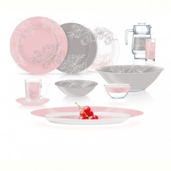 Сервіз столовий Luminarc AMB Fleur Blush Pink&Grey, 46 предметів