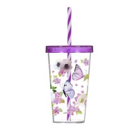 Склянка з трубочкою HEREVIN BATTERFLY 2