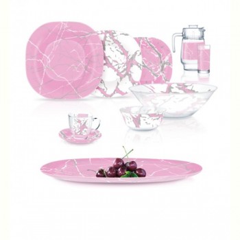 Сервіз столовий Luminarc Carine Marble Pink Silver, 46 предметів