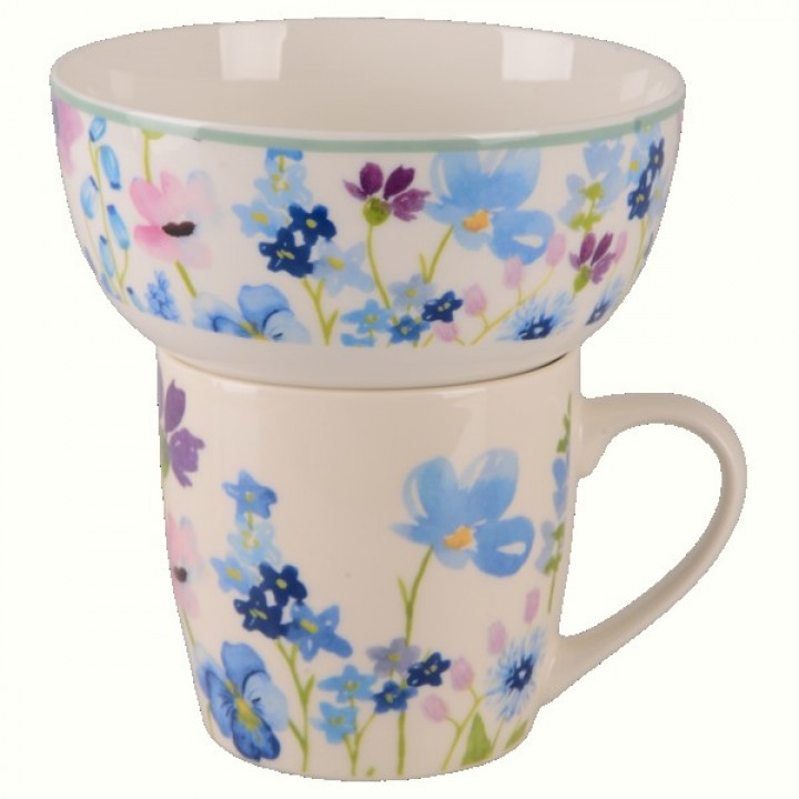 Набор для завтрака Limited Edition Flowers Blue, 2 предмета