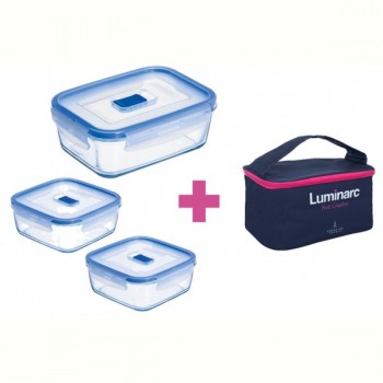 Набір контейнерів із сумкою LUMINARC PURE BOX ACTIVE, 3 шт
