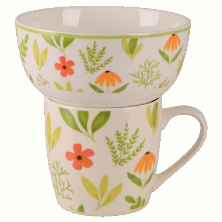 Набор для завтрака Limited Edition Flowers Green, 2 предмета