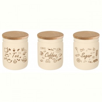 Банка Herevin Matte Beige MIX з дерев'яною кришкою 0.45 л