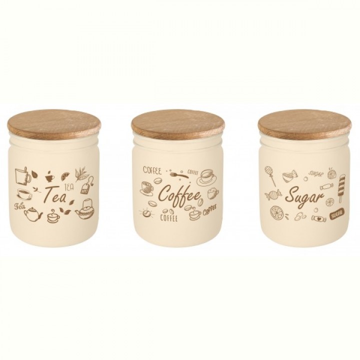 Банка Herevin Matte Beige MIX з дерев'яною кришкою 0.45 л