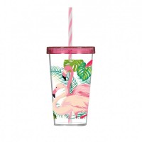 Склянка з трубочкою HEREVIN FLAMINGO P