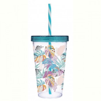 Склянка з трубочкою Herevin Colours Leaf 0.66 л (161448-011P)
